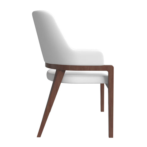 Ethora Leather Dining Chair: Upholstered, Curved Open-Back & Rubberwood Frame Set of 2