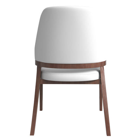 Ethora Leather Dining Chair: Upholstered, Curved Open-Back & Rubberwood Frame Set of 2