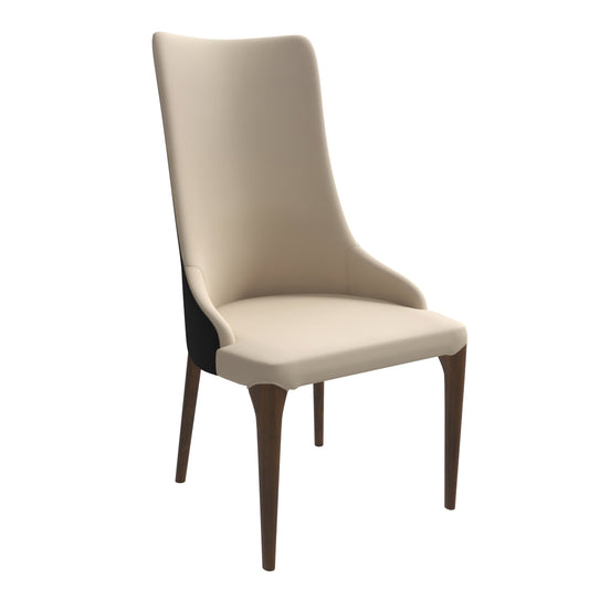 Elm Dining Chair with a Leather/Velvet Seat and a Two-Tone Color Design Backrest in Ash Wood