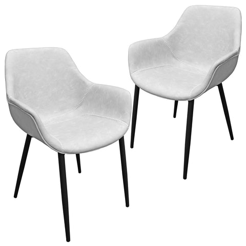 Markley Modern Leather Dining Arm Chair With Metal Legs Set of 2
