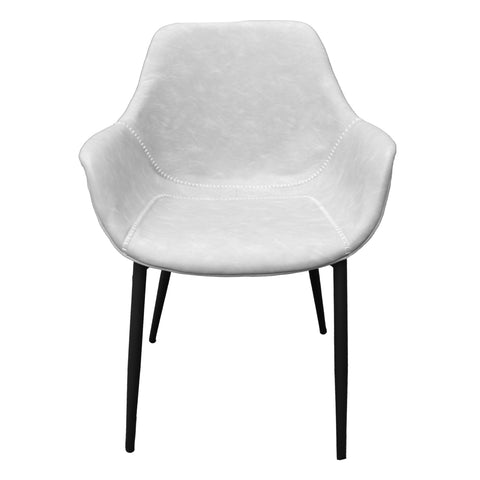 Markley Modern Leather Dining Arm Chair With Metal Legs