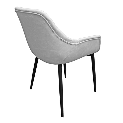 Markley Modern Leather Dining Arm Chair With Metal Legs