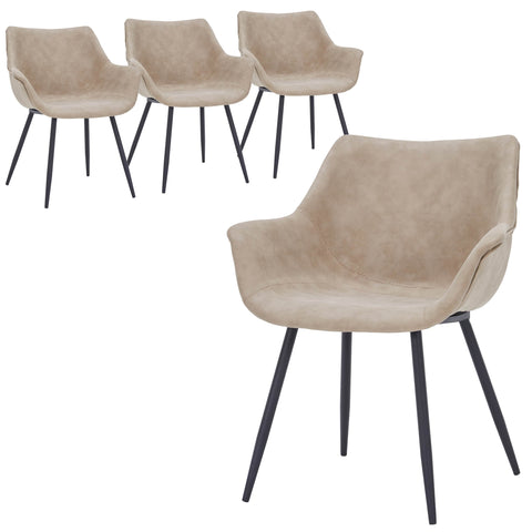 Markley Modern Leather Dining Arm Chair With Metal Legs Set of 4