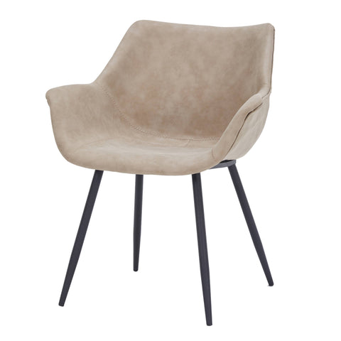 Markley Modern Leather Dining Arm Chair With Metal Legs