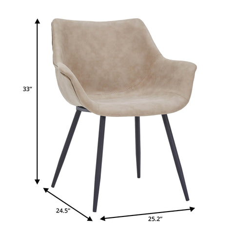 Markley Modern Leather Dining Arm Chair With Metal Legs