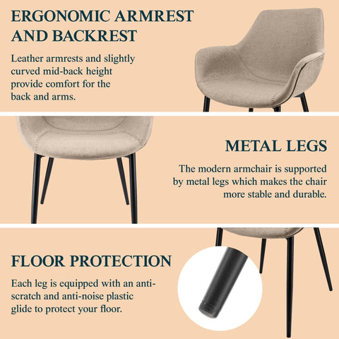 Markley Modern Leather Dining Arm Chair With Metal Legs