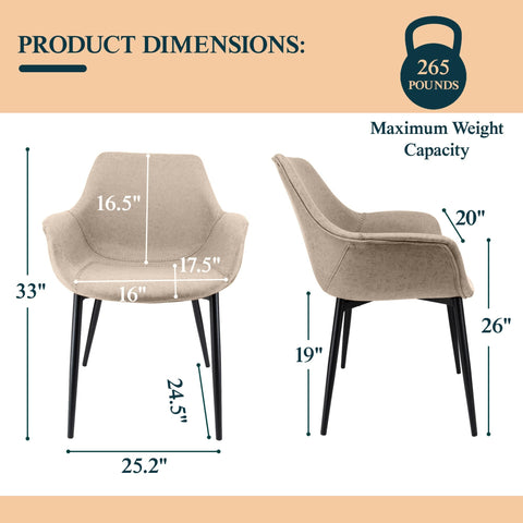 Markley Modern Leather Dining Arm Chair With Metal Legs