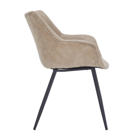 Markley Modern Leather Dining Arm Chair With Metal Legs