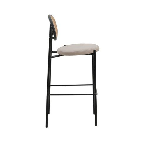 Euston Wicker Bar Stool with Black Powder Coated Steel Frame and Footrest, Set of 2