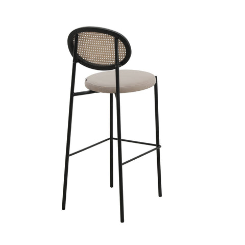 Euston Wicker Bar Stool with Black Powder Coated Steel Frame and Footrest, Set of 2