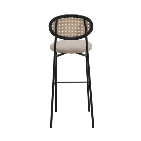 Euston Wicker Bar Stool with Black Powder Coated Steel Frame and Footrest, Set of 2