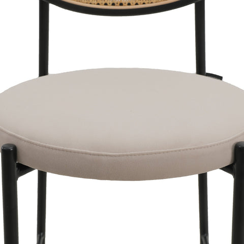 Euston Wicker Bar Stool with Black Powder Coated Steel Frame and Footrest, Set of 2