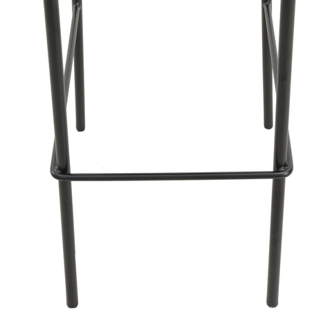 Euston Wicker Bar Stool with Black Powder Coated Steel Frame and Footrest, Set of 2