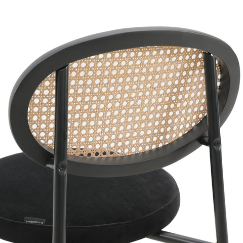 Euston Wicker Bar Stool with Black Powder Coated Steel Frame and Footrest, Set of 2