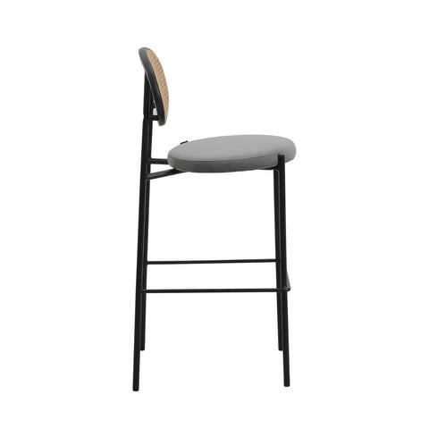 Euston Wicker Bar Stool with Black Powder Coated Steel Frame and Footrest, Set of 2