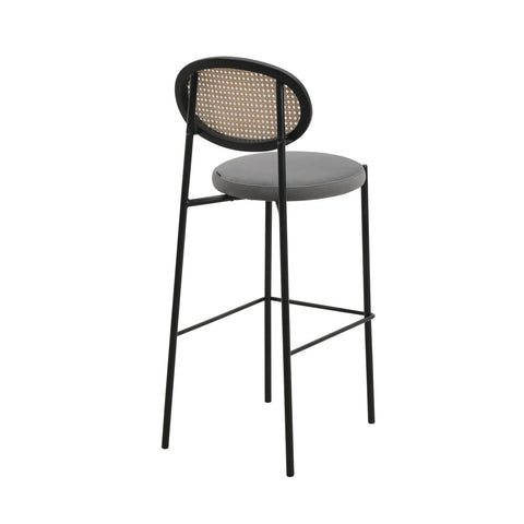 Euston Wicker Bar Stool with Black Powder Coated Steel Frame and Footrest, Set of 2