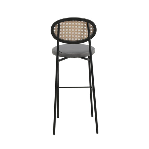 Euston Wicker Bar Stool with Black Powder Coated Steel Frame and Footrest, Set of 2