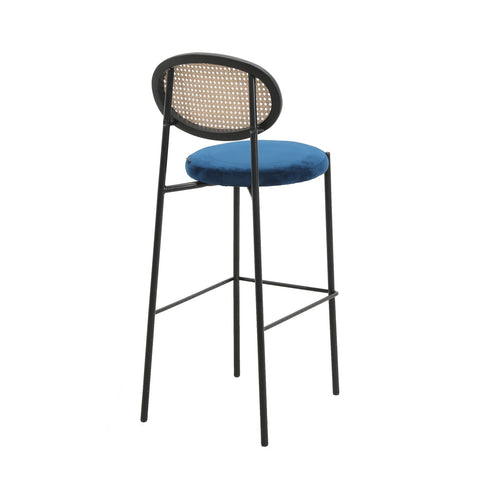 Euston Wicker Bar Stool with Black Powder Coated Steel Frame and Footrest, Set of 2