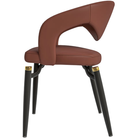 Entice Leather Dining Chairs with Curved Open Back Design and Iron Legs Set of 2