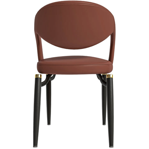 Entice Dining Chairs Upholstered Leather Seat and Curved Back in Black Iron Legs