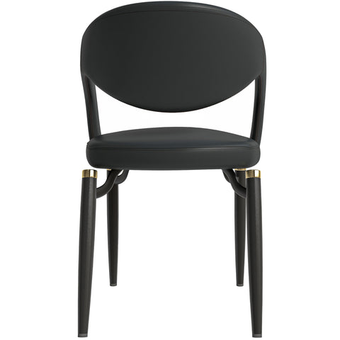 Entice Leather Dining Chairs with Curved Open Back Design and Iron Legs Set of 4