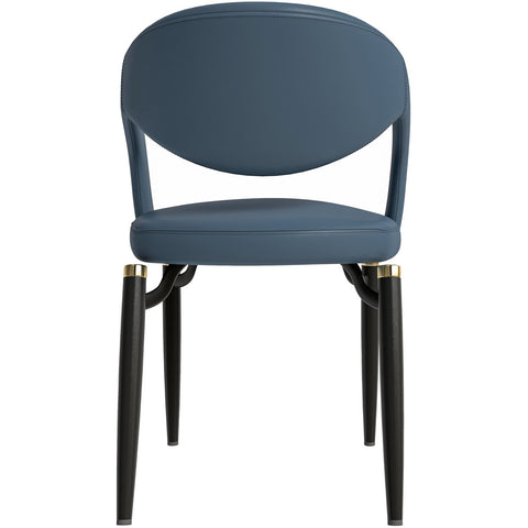 Entice Dining Chairs Upholstered Leather Seat and Curved Back in Black Iron Legs