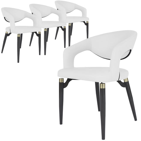 Entice Leather Dining Chairs with Curved Open Back Design and Iron Legs Set of 4