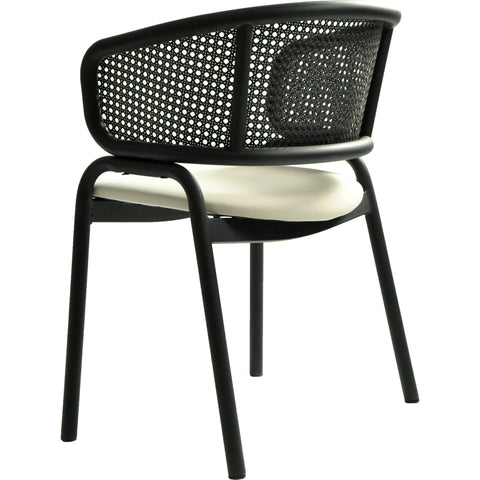 Ervilla Dining Armchair with Black Steel Legs and Black Wicker Back Set of 2