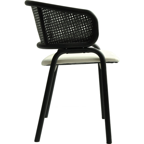 Ervilla Dining Armchair with Black Steel Legs and Black Wicker Back Set of 2