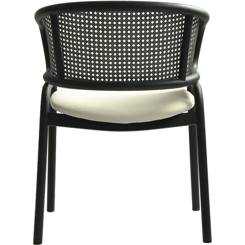 Ervilla Dining Armchair with Black Steel Legs and Black Wicker Back Set of 2