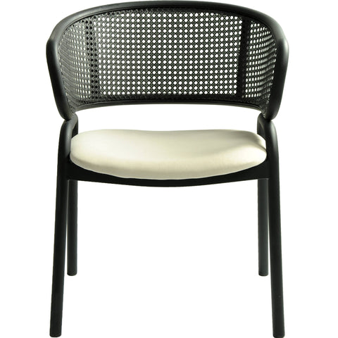 Ervilla Dining Armchair with Black Steel Legs and Black Wicker Back Set of 4