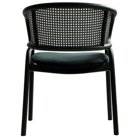 Ervilla Dining Armchair with Black Steel Legs and Black Wicker Back Set of 2