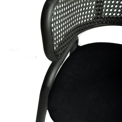 Ervilla Dining Armchair with Black Steel Legs and Black Wicker Back Set of 2