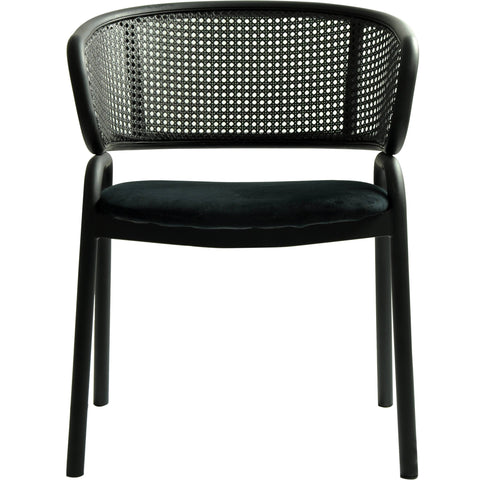 Ervilla Dining Armchair with Black Steel Legs and Black Wicker Back Set of 2