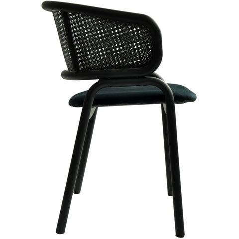 Ervilla Dining Armchair with Black Steel Legs and Black Wicker Back Set of 2