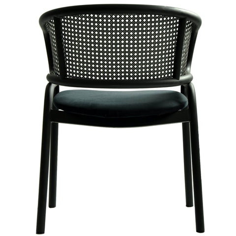 Ervilla Dining Armchair with White/Black Steel Legs and Black/Brown Wicker Back