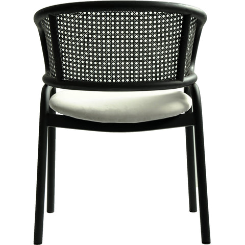 Ervilla Dining Armchair with Black Steel Legs and Black Wicker Back Set of 2