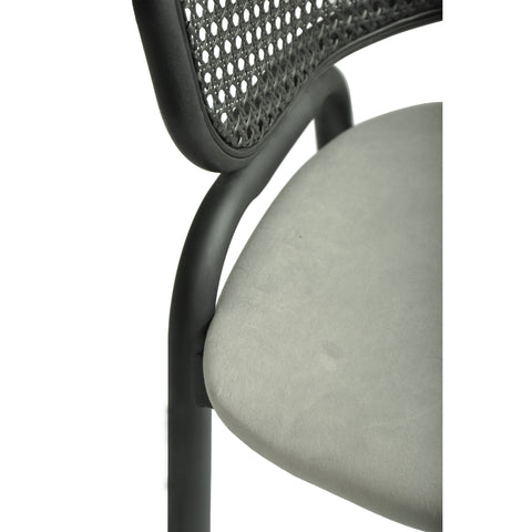 Ervilla Dining Armchair with Black Steel Legs and Black Wicker Back Set of 2