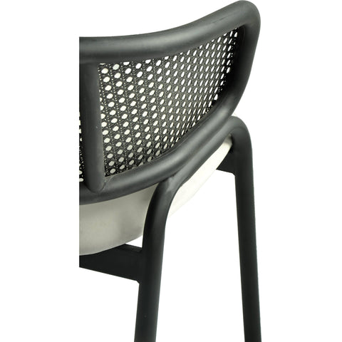 Ervilla Dining Armchair with Black Steel Legs and Black Wicker Back Set of 2