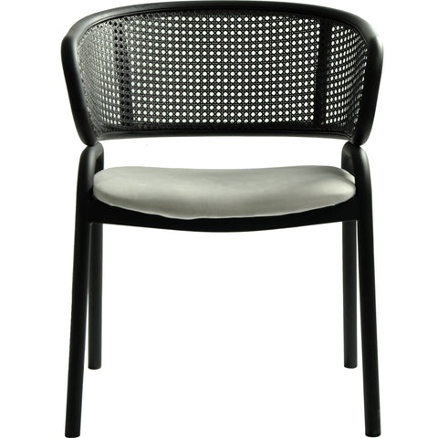 Ervilla Dining Armchair with Black Steel Legs and Black Wicker Back Set of 2