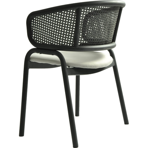 Ervilla Dining Armchair with Black Steel Legs and Black Wicker Back Set of 2