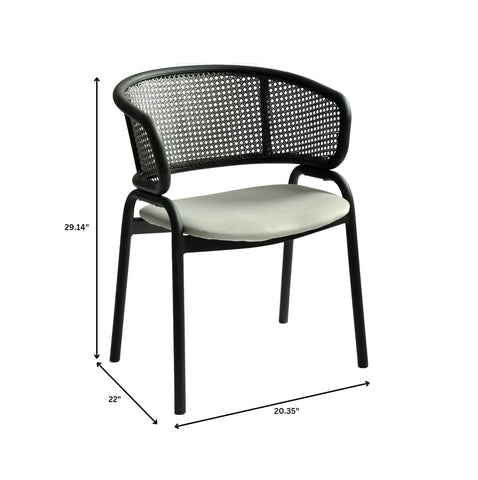 Ervilla Dining Armchair with White/Black Steel Legs and Black/Brown Wicker Back