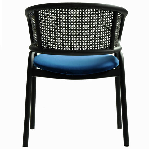 Ervilla Dining Armchair with Black Steel Legs and Black Wicker Back Set of 2