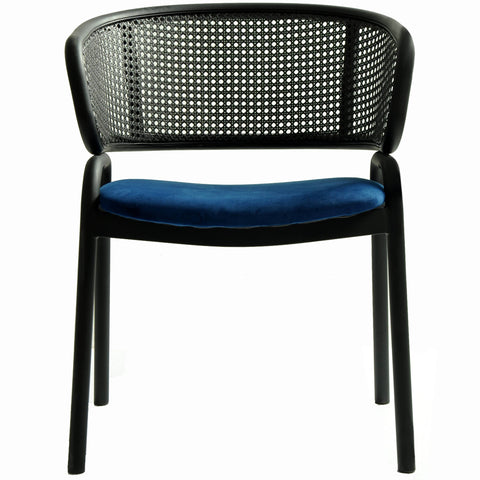 Ervilla Dining Armchair with Black Steel Legs and Black Wicker Back Set of 2