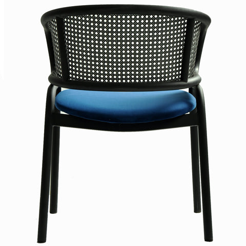 Ervilla Dining Armchair with White/Black Steel Legs and Black/Brown Wicker Back