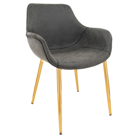 Markley Modern Leather Dining Arm Chair With Metal Legs