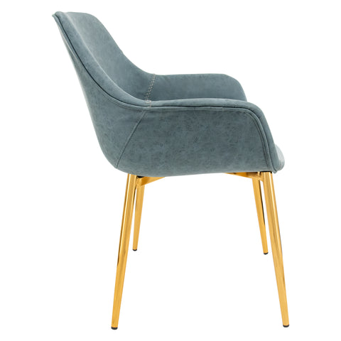 Markley Modern Leather Dining Arm Chair With Metal Legs