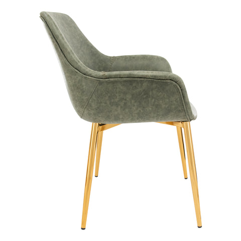 Markley Modern Leather Dining Arm Chair With Metal Legs