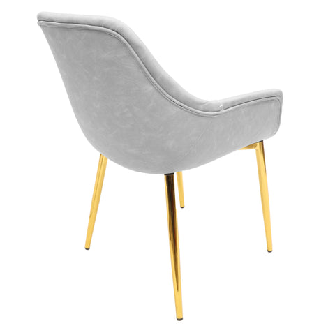 Markley Modern Leather Dining Arm Chair With Gold Metal Legs Set of 4