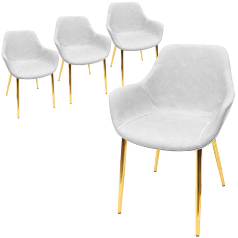 Markley Modern Leather Dining Arm Chair With Gold Metal Legs Set of 4